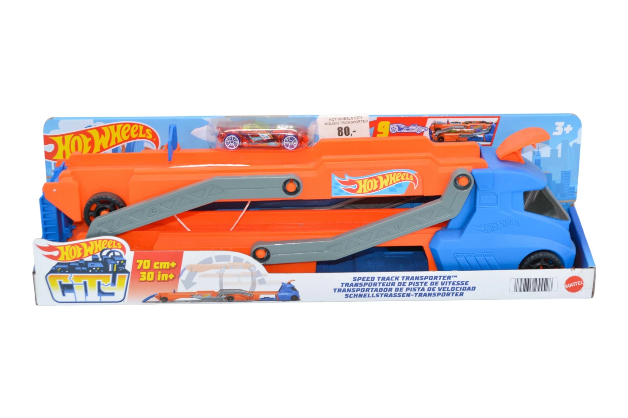 HOT WHEELS CITY MIEJSKI TRANSPORTER AUTEK TOR WYŚCIGOWY Z WYRZUTNIĄ