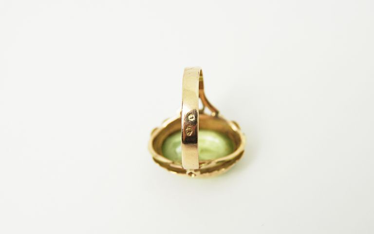 zloty-pierscionek-zielone-oczko-14ct-motyw-brak