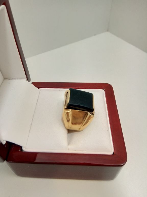ZŁOTY MĘSKI SYGNET Z ONYXEM 750/18K/W:9,75/R:18