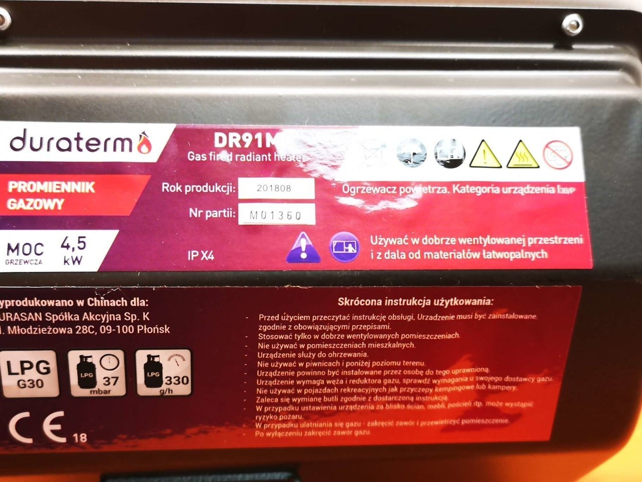 duraterm-dr91m-promiennik-gazowy-kod-produktu-dr91m