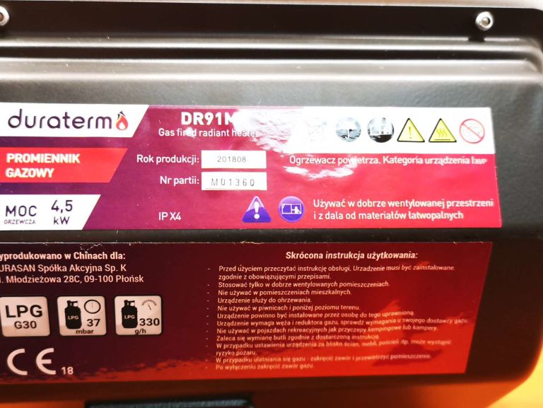 DURATERM DR91M PROMIENNIK GAZOWY