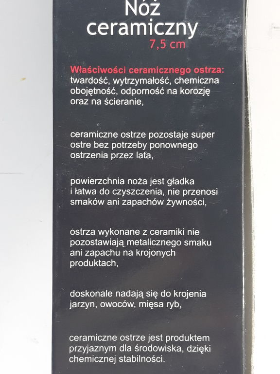 NÓŻ CERAMICZNY GAM 7,5CM