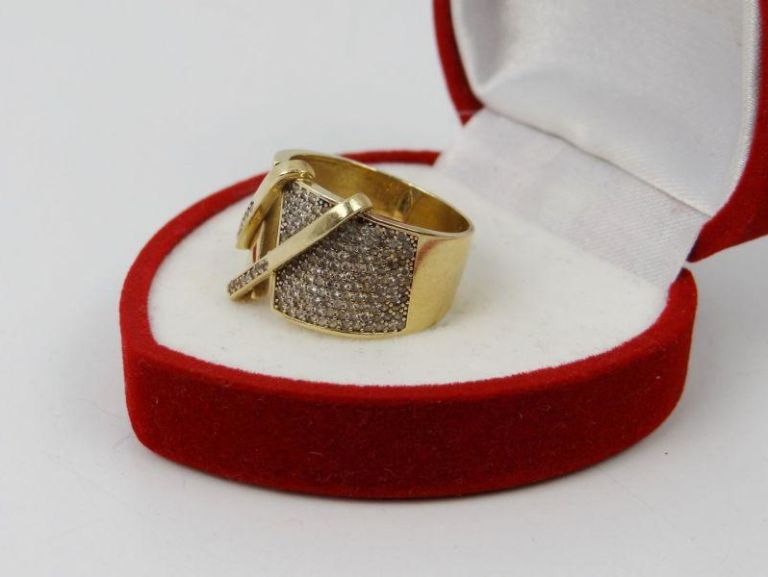 ZŁOTO 585 SYGNET CHANEL PIĘKNY CYRKONIE