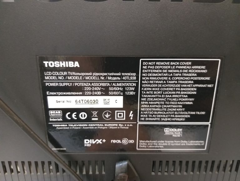 TV TOSHIBA 40TL938 LED FHD HDMI DVBT USB