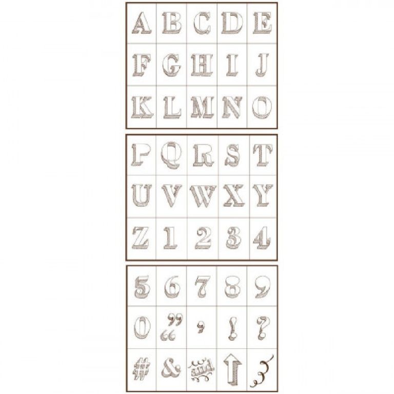 ZESTAW SZABLONÓW SAMOPRZYLEPNYCH BODONI ALPHABET,