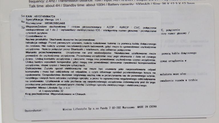 SŁUCHAWKI BEZPRZEWODOWE MINISO S3020S