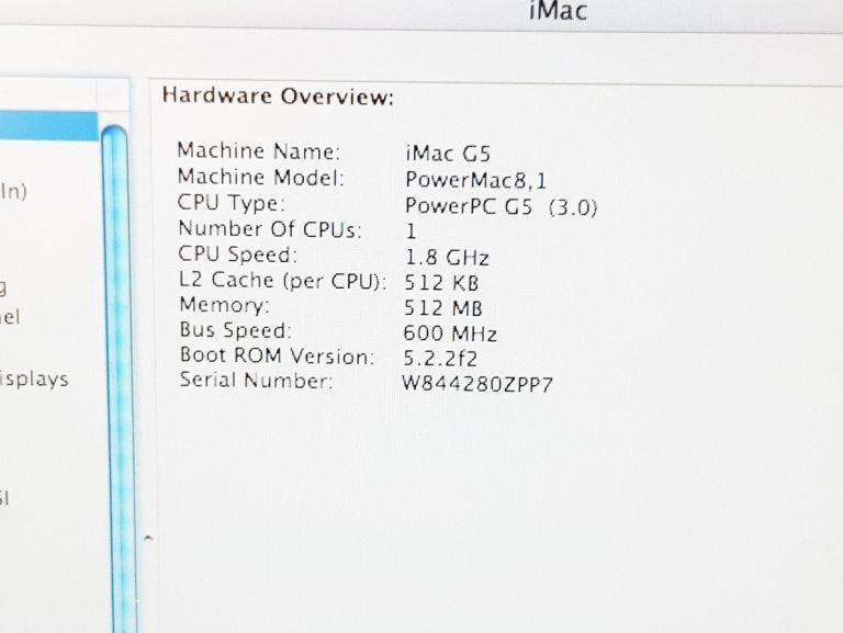 KOMPUTER I MAC G5 1.8GHZ 512MB SDRAM 80GB HD