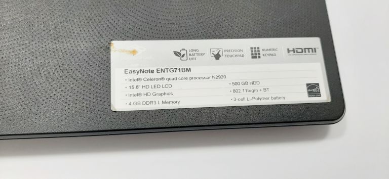 LAPTOP PACKARD BELL EASYNOTE ENTG71BM USZKODZONY