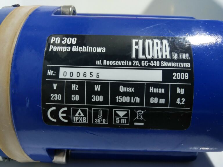 POMPA GŁĘBINOWA FLORA PG 300 ZESTAW