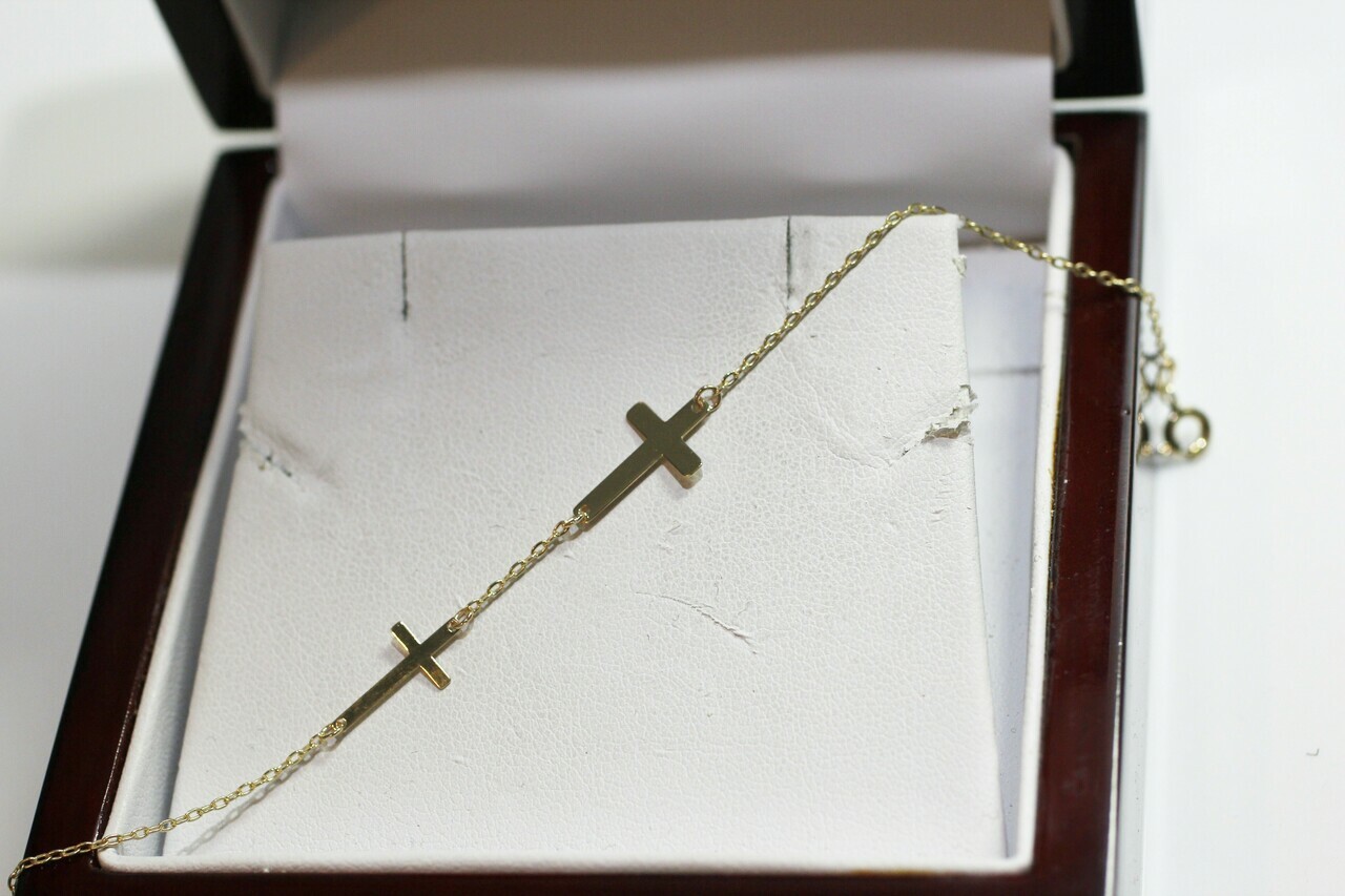 nowa-zlota-bransoletka-093g-p585-krzyzyki-18cm-stan-11323-1