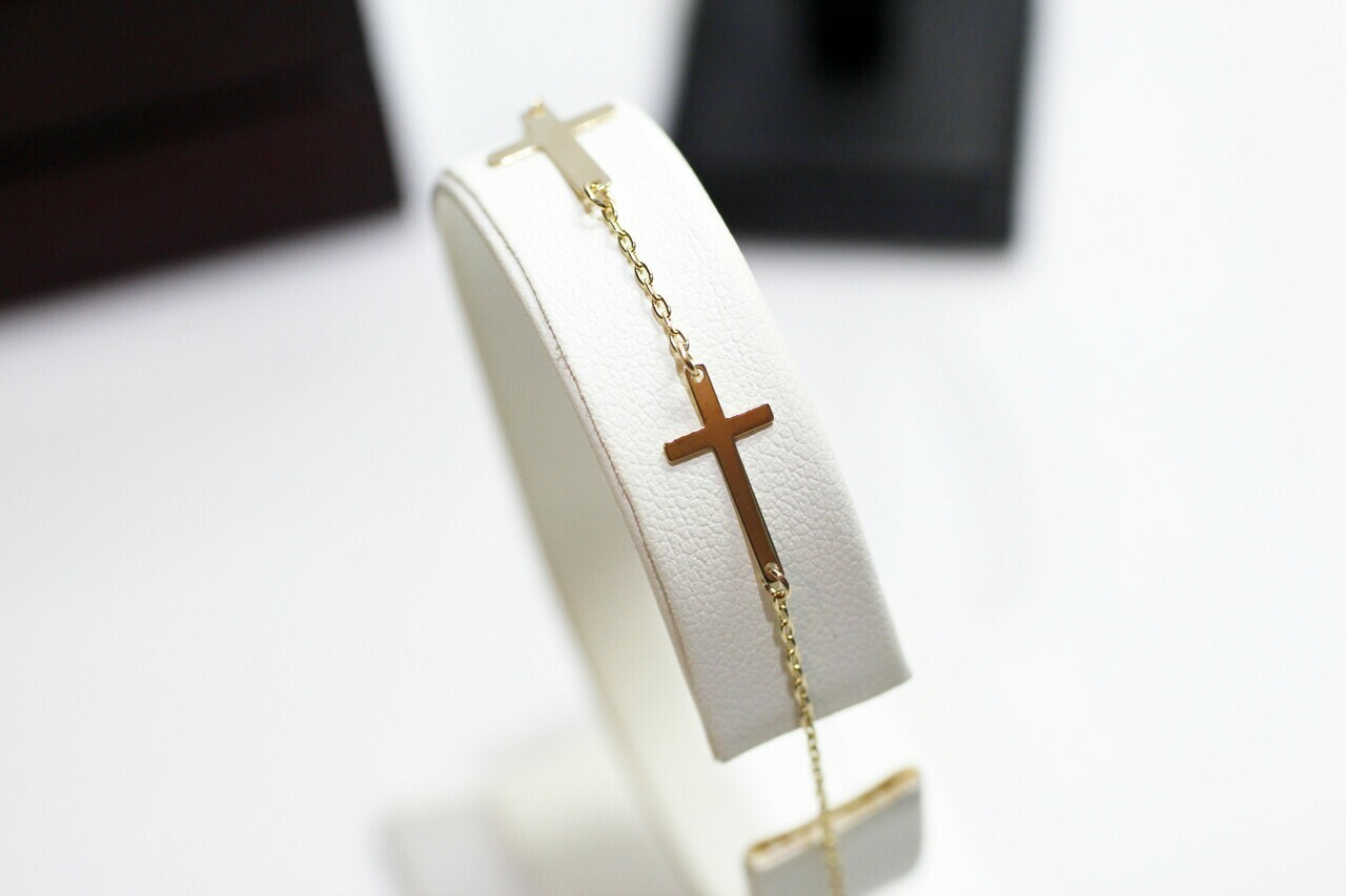 nowa-zlota-bransoletka-093g-p585-krzyzyki-18cm-dlugosc-calkowita-2200