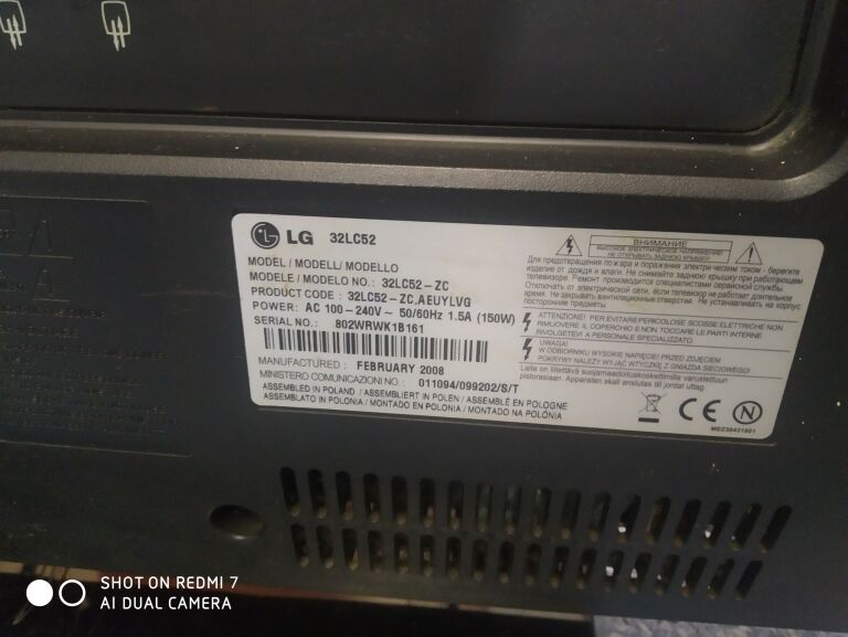 TELEWIZOR LG 32LC52 32 CALE 2 X HDMI HD READY OPI