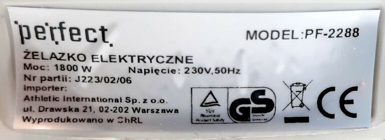 ŻELAZKO PERFECT PF-2288