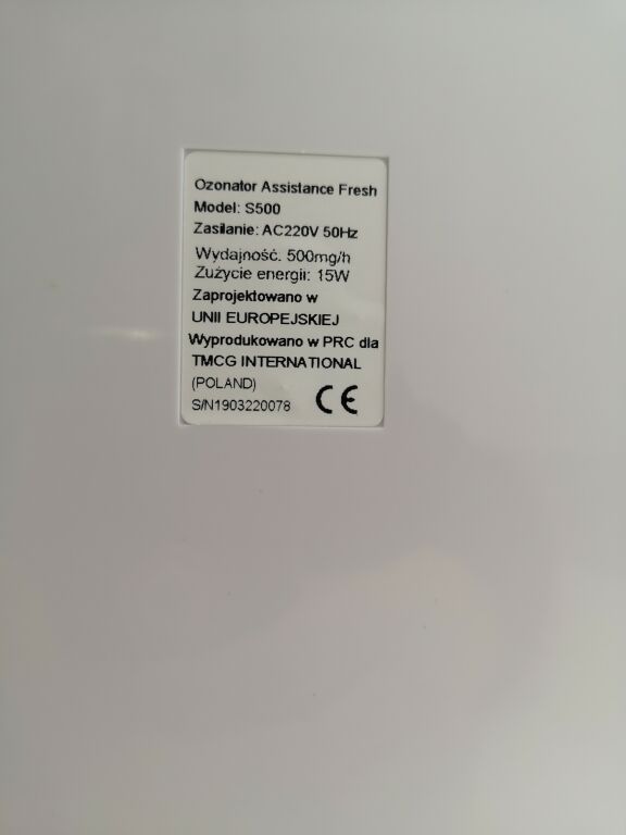 OZONATOR ASSISTANCE FRESH S500 KOMPLET JAK NOWY