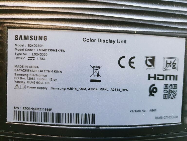 MONITOR SAMSUNG S24D330H /ZASILACZ, HDMI