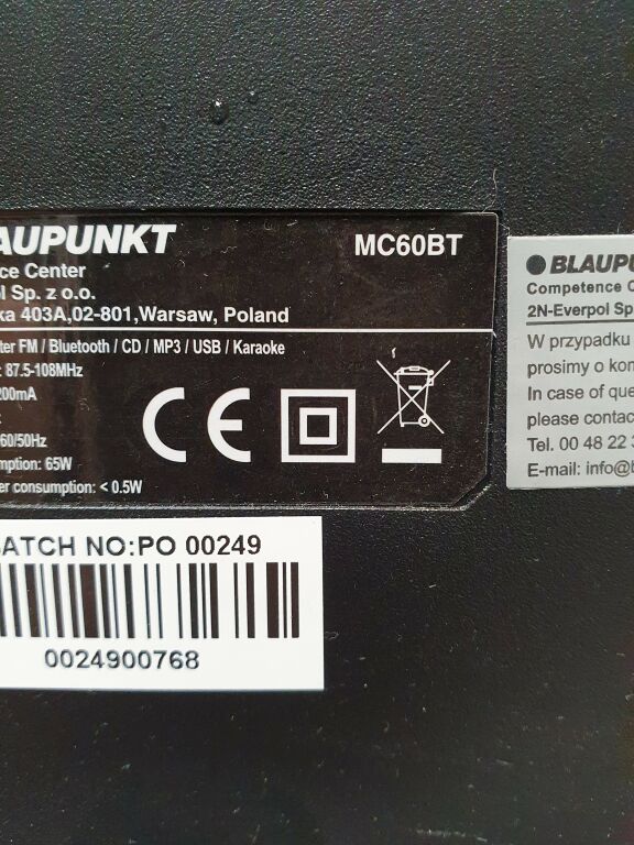WIEŻA BLAUPUNKT MC60BT BT/CD/USB
