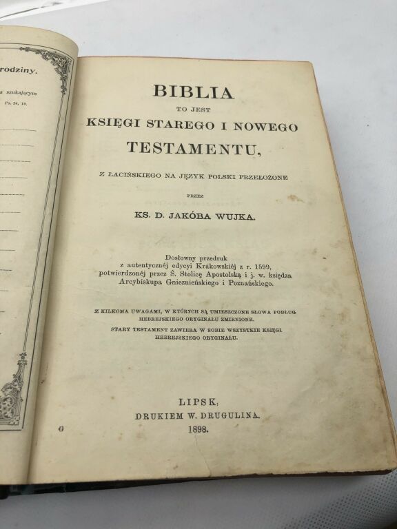 BIBLIA KS. D. JAKÓBA WUJKA, LIPSK 1898
