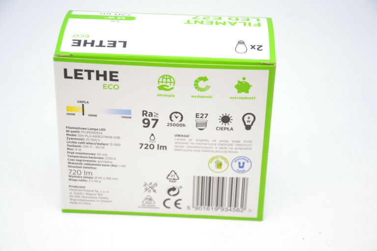 2X ŻARÓWKI LETHE ECO FILAMENT LED E27 8-55W