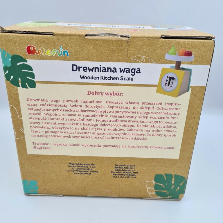 DREWNIANA WAGA KUCHENNA SKLEPOWA DLA DZIECI ELEFUN