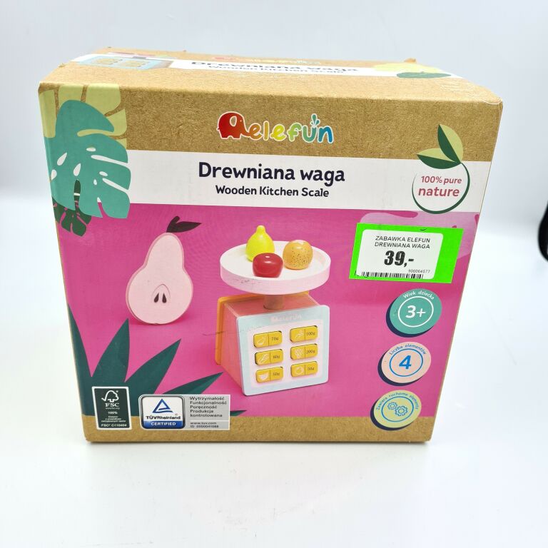 DREWNIANA WAGA KUCHENNA SKLEPOWA DLA DZIECI ELEFUN