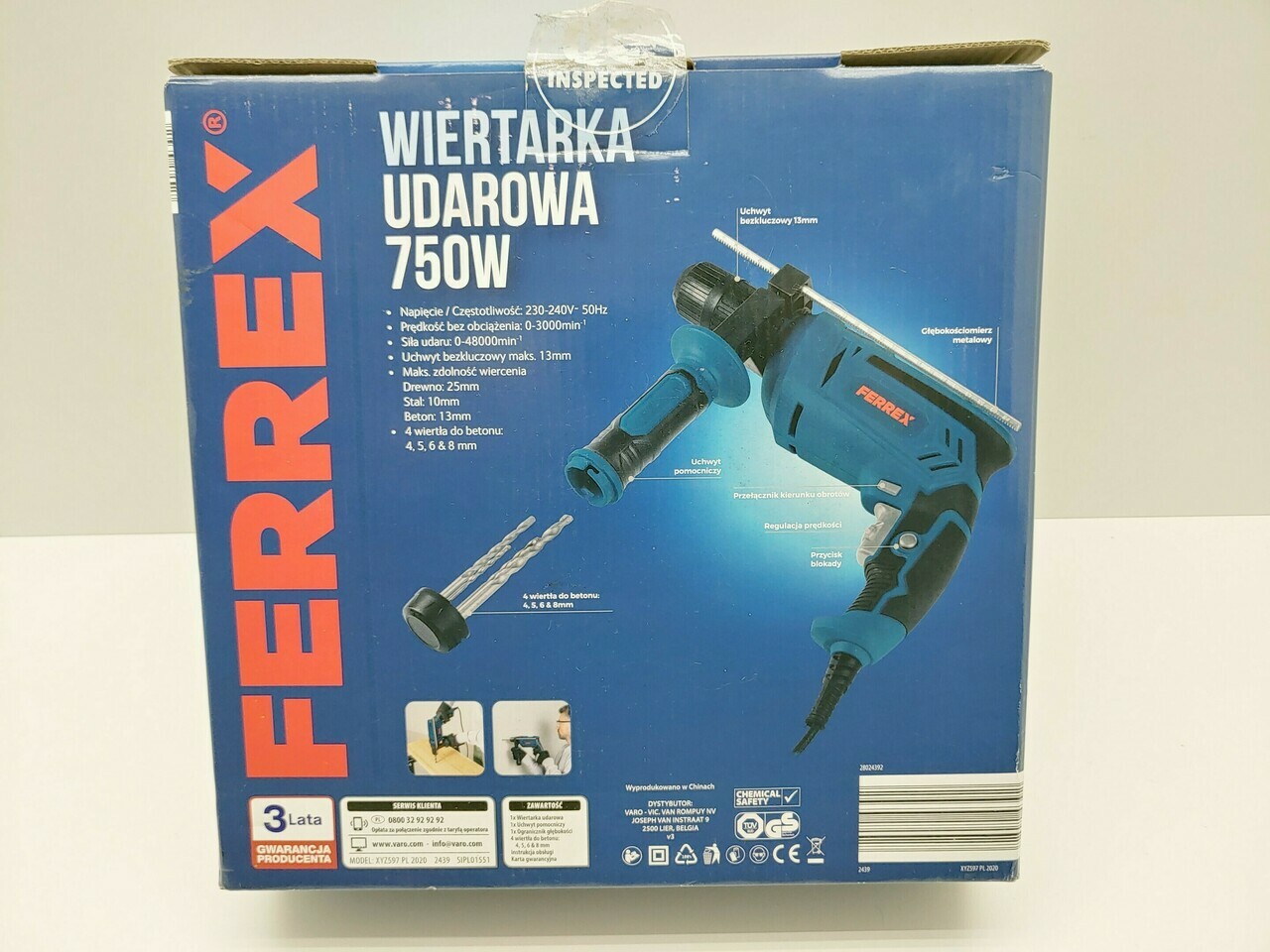 wiertarka-udarowa-ferrex-750w-wroclaw-stan-powystawowy
