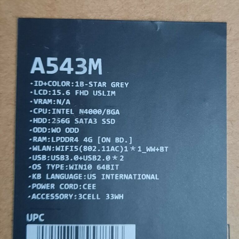 LAPTOP ASUS A543M