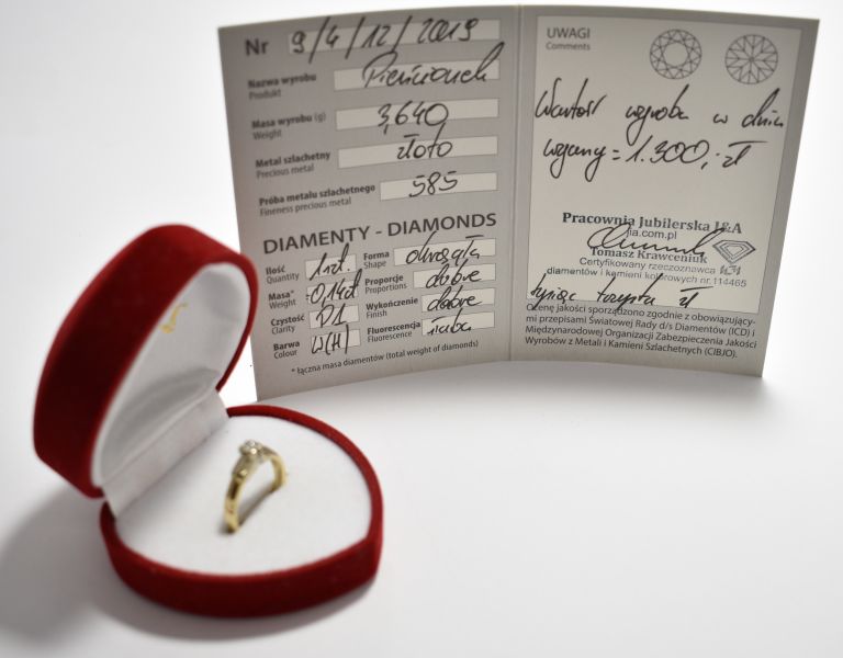 zloty-pierscionek-pr585-z-diamentem-014ct-r13-364g-certyfikat-cechy-brak