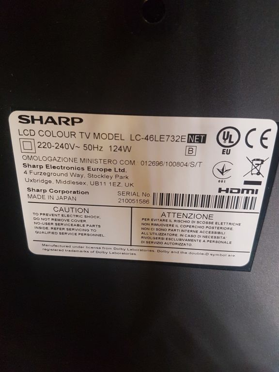 TELEWIZOR SHARP LCD COLOUR TV LC-46LE732E