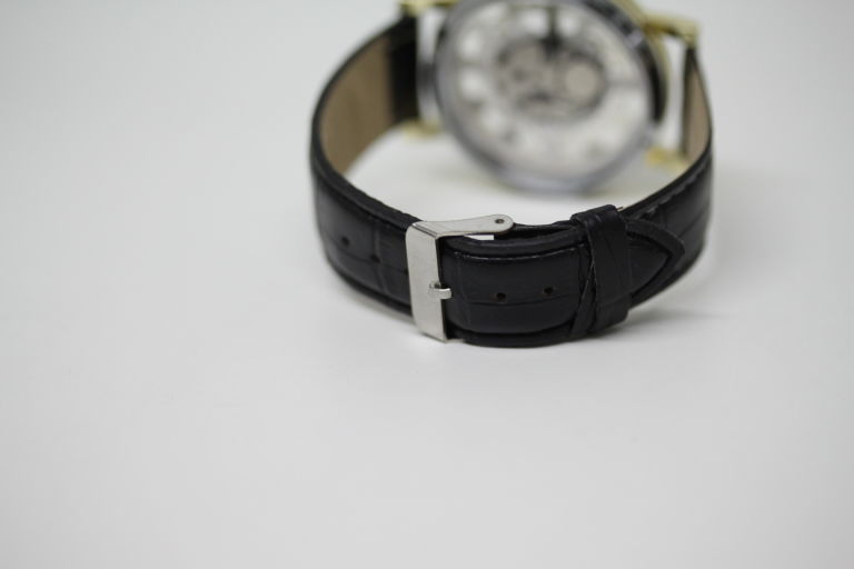MĘSKI ZEGAREK TYPU SKELETON ZŁOTY PASEK QUARTZ