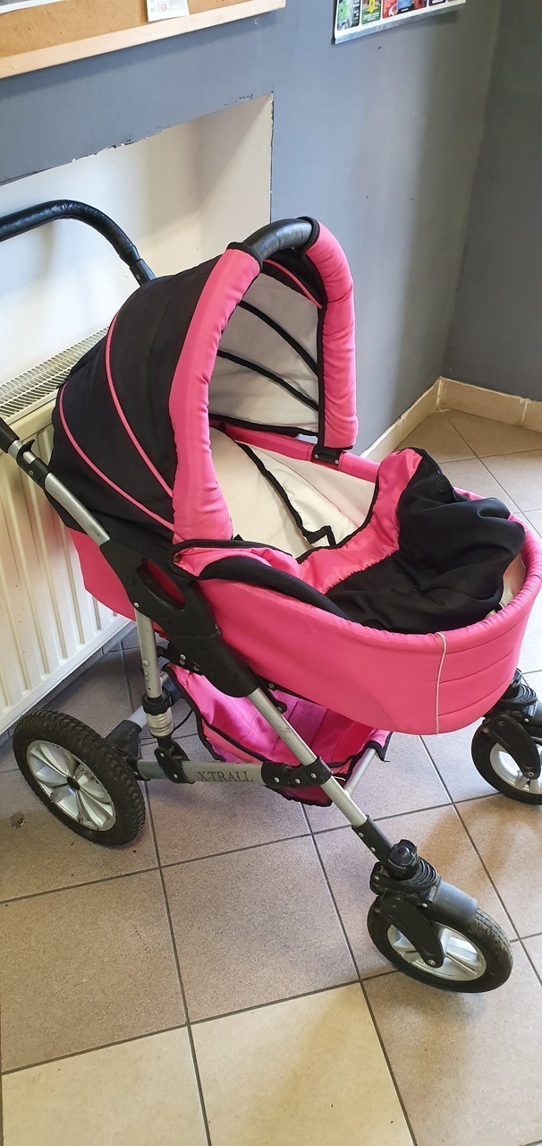 wozek-dzieciecy-x-trall-3w1-czarno-rozowy-stan-uzywany