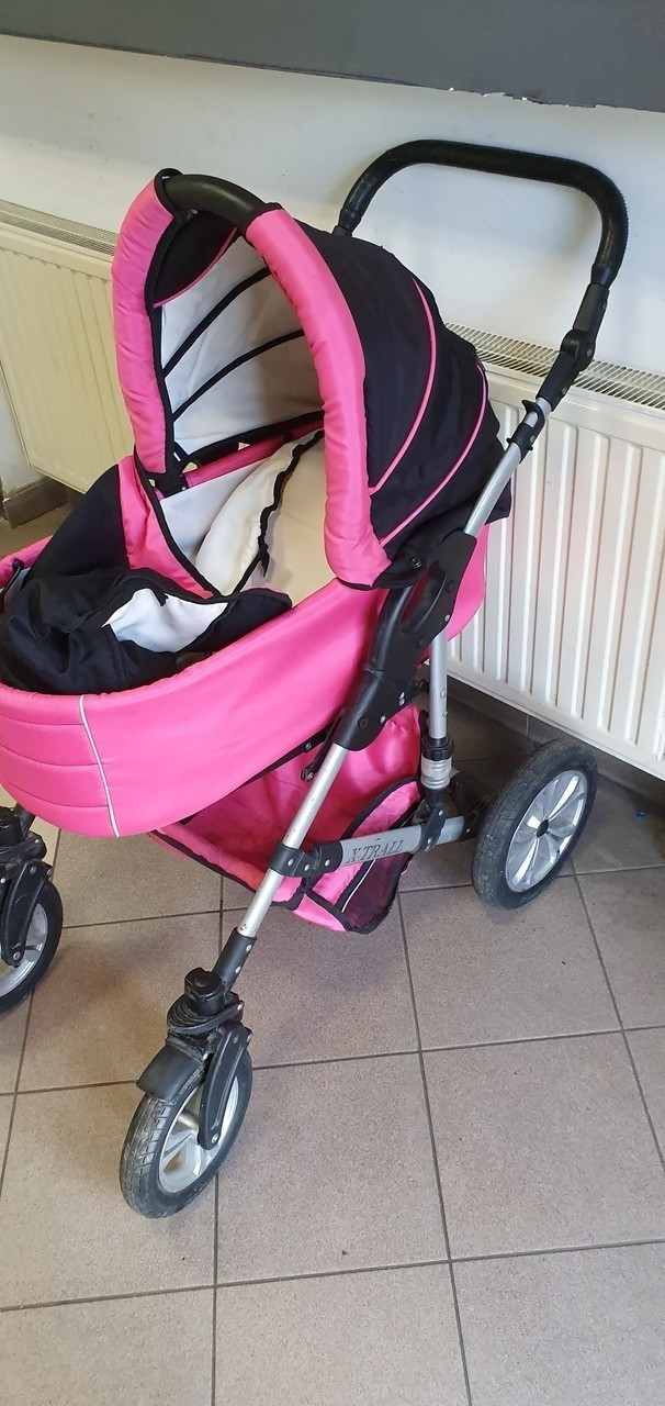 wozek-dzieciecy-x-trall-3w1-czarno-rozowy-stan-uzywany