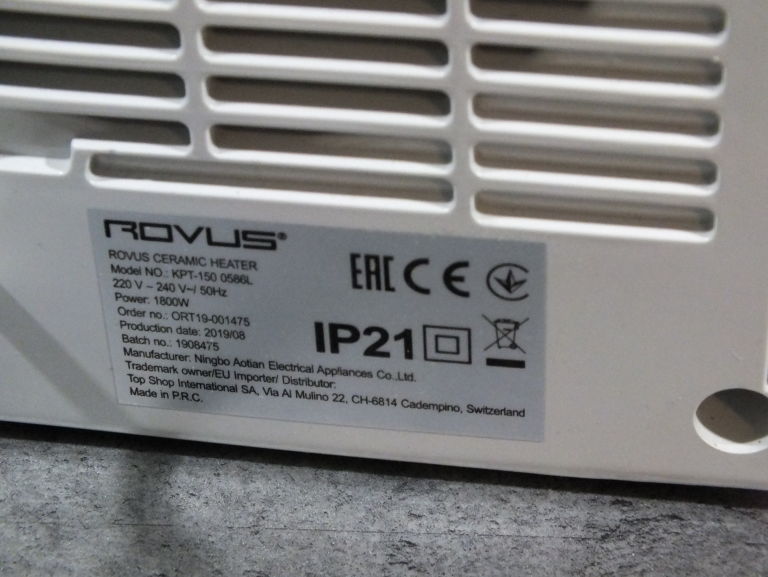 GRZEJNIK ELEKTRYCZNY TERMOSTAT FARELKA 1800W ROVU