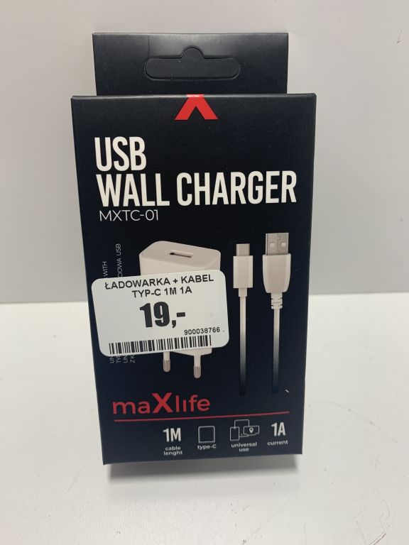 ŁADOWARKA SIECIOWA MAXLIFE MXTC-01 USB 1A + KABEL