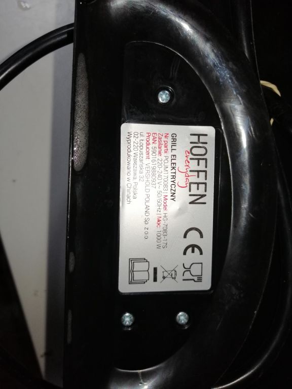 GRILL ELEKTRYCZNY HOFFEN HG-7083-17S 1000W
