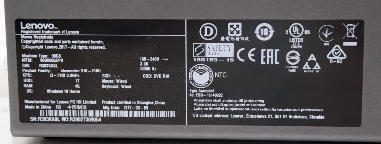 LENOVO IDEACENTRE 510-15IKL I3-7100/1TB/4GB
