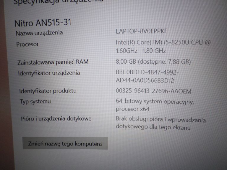 LAPTOP ACER NITRO 5 N17C4 1 TB 8 RAM I5