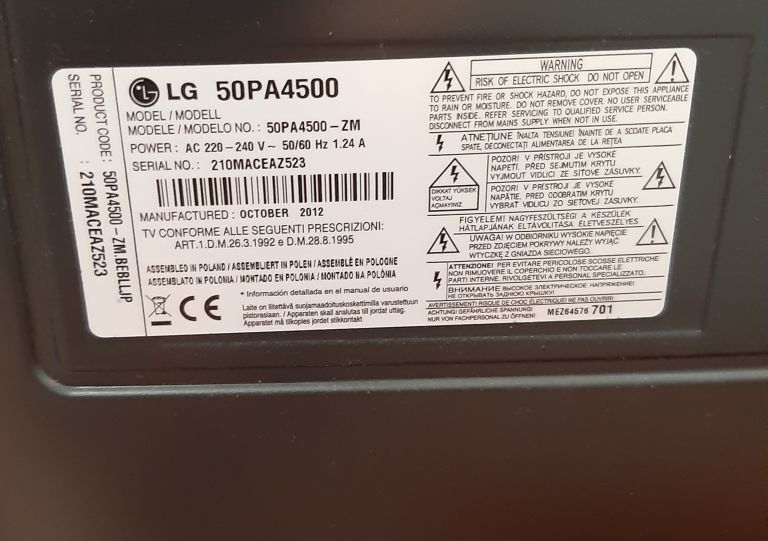 TELEWIZOR LG 50PA4500 PILOT