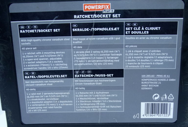 POWERFIX PROFI RATCHET SOCKET SET (40 ELEMENTÓW)