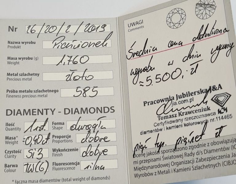 ELEGANCKI PIERŚCIONEK ZARĘCZYNOWY DUŻY BRYLANT