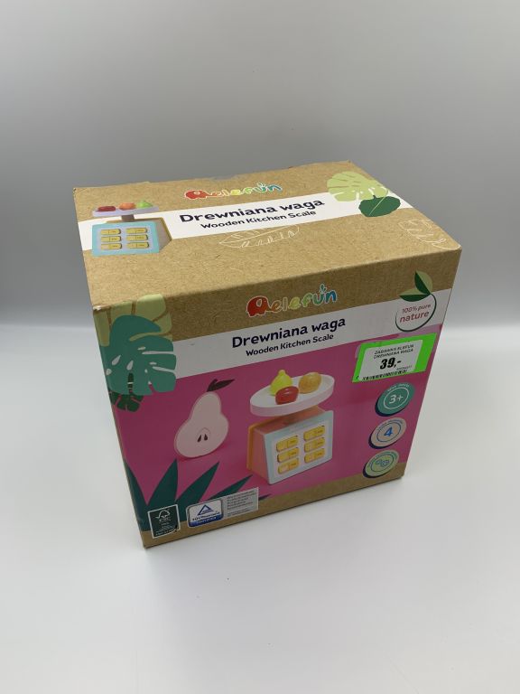 DREWNIANA WAGA KUCHENNA SKLEPOWA DLA DZIECI ELEFU