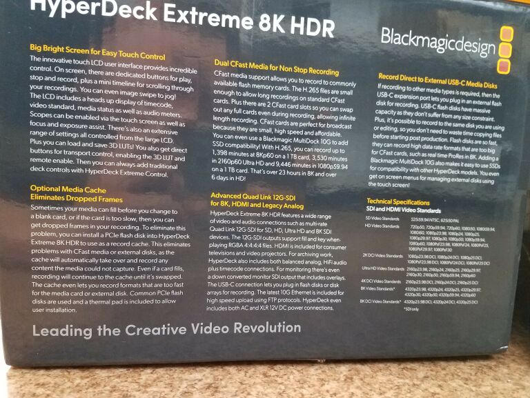 BLACKMAGIC HYPERDECK EXTREME 8K HDR VIDEO RECORDE