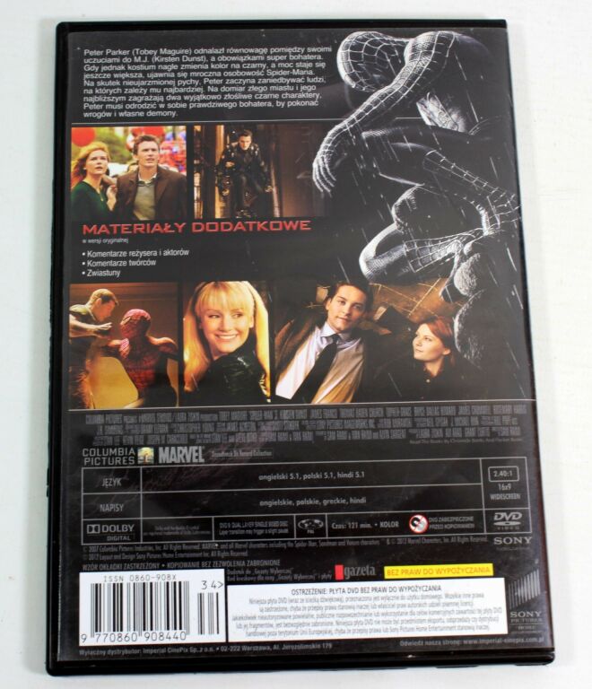 SPIDER-MAN 3 FILM DVD
