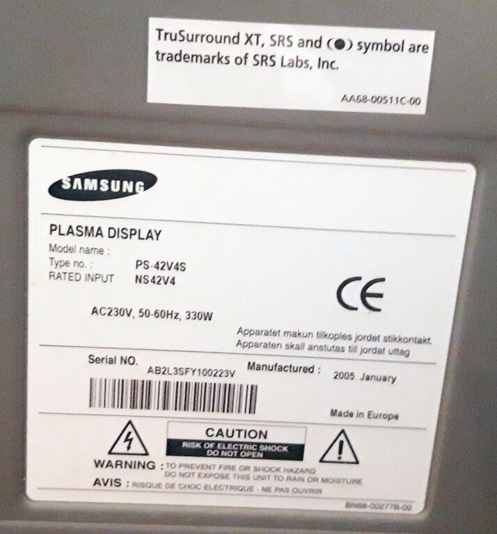 TELEWIZOR SAMSUNG PLAZMA PS42V4S