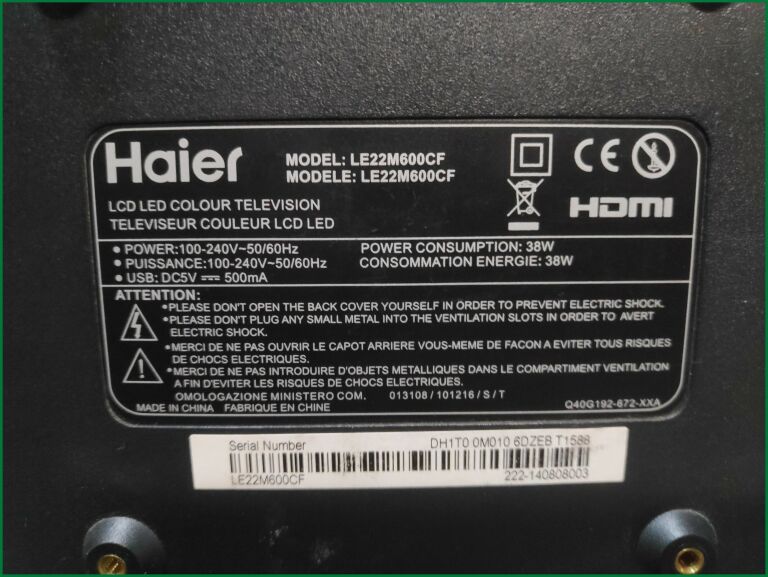 TELEWIZOR HAIER LE22M600CF USZKODZONY