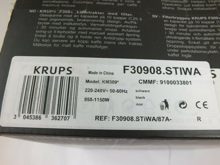 KRUPS PROAROMA F30908 EKSPRES PRZELEWOWY