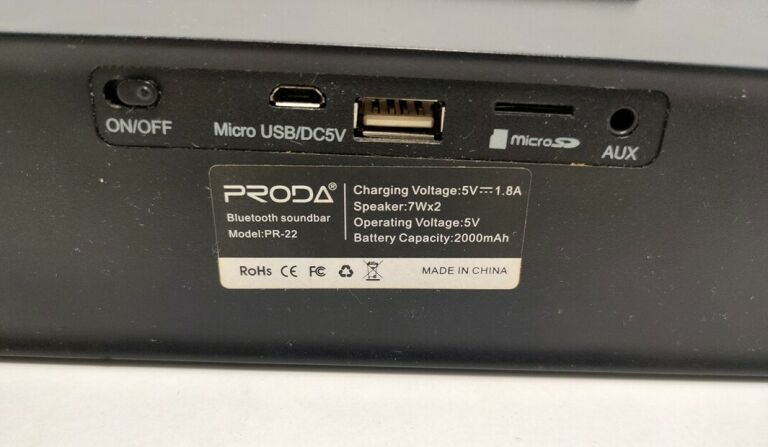 PRODA PR-22 SOUNDBAR BLUETOOTH RADIO FM