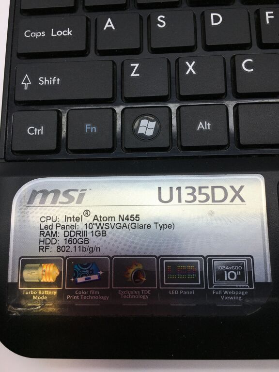 LAPTOP NETBOOK MSI U135DX