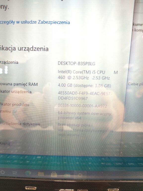 LAPTOP ASUS PRO5IJ W10 I5 2,53GHZ 4GB 500GB #OPIS