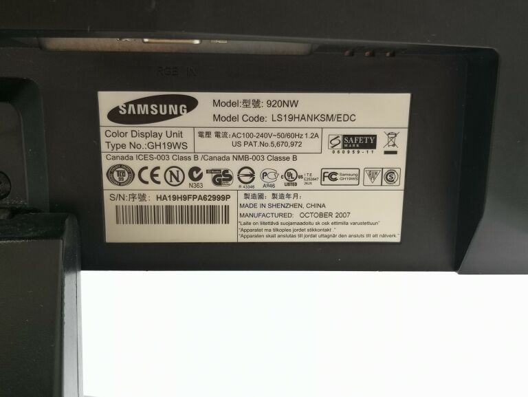 MONITOR SAMSUNG SYNCMASTER 920NW