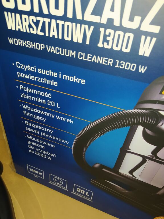 ODKURZACZ WARSZTATOWY NITEO 1300W 220 V 20L